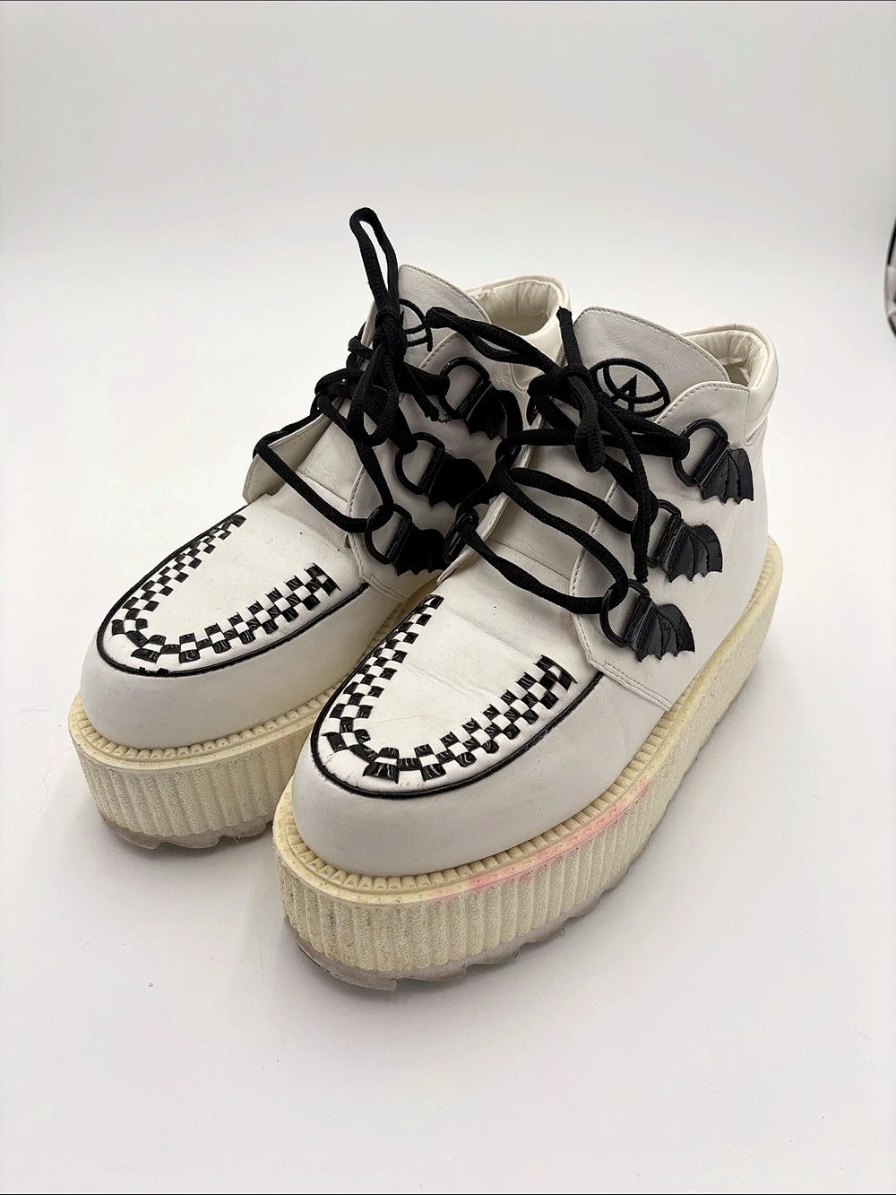 Strange Cvlt Super Kreep Checkered Platform Bat Spooky Goth Sneakers US 9